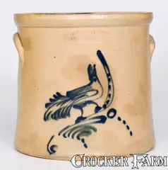Adam Caire, 3 Gal. ADAM CAIRE / PO'KEEPSIE, NY Stoneware Crock with Bird Decoration, circa 1885, Stoneware