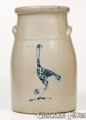 S.B. Bosworth, Rare S. B. BOSWORTH / HARTFORD, CONN. Stoneware Churn w/ Shorebird Decoration, circa 1880-1890, Stoneware