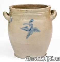 Only Known Example, Exceedingly Rare Stoneware Jar w/ Impressed Dove-of-Peace Motif, att. Jonathan Fenton, Boston (Only Known Example), late 18th century, Stoneware