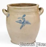 Only Known Example, Exceedingly Rare Stoneware Jar w/ Impressed Dove-of-Peace Motif, att. Jonathan Fenton, Boston (Only Known Example), late 18th century, Stoneware