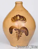 Lyman & Clark, Fine LYMAN & CLARK / GARDINER, Maine Stoneware Jug w/ Ochre Floral Decoration, circa 1837-1839, Stoneware