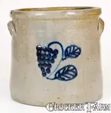 Sam'l I Irvine, Extremely Rare SAM'L. I. IRVINE / NEWVILLE, PA Stoneware Crock w/ Two-Sided Grapes Decoration, circa 1865, Stoneware