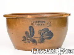 J.B. Leathers, Rare J. B. LEATHERS / MT. EAGLE PA Stoneware Bowl, circa 1875, Stoneware