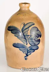 H B. Pfaltzgraff, 2 Gal. H. B. PFALTZGRAFF / YORK, PA Stoneware Jug with Bold Floral Decoration, circa 1870-1889, Stoneware