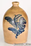 H B. Pfaltzgraff, 2 Gal. H. B. PFALTZGRAFF / YORK, PA Stoneware Jug with Bold Floral Decoration, circa 1870-1889, Stoneware