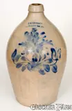 J.W. Cowden, Unusual J.W. COWDEN / HARRISBURG, PA Stoneware Jug, circa 1861, Stoneware