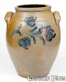 H.H. Zigler, 5 Gal. H H ZIGLER / NEWVILLE, PA Stoneware Jar w/ Floral Decoration, circa 1852-1865, Stoneware