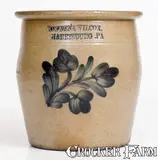 1 Gal. COWDEN & WILCOX / HARRISBURG, PA Stoneware Jar w/ Floral Decoration by Cowden & Wilcox, circa 1865, Stoneware, sold Aug 2021