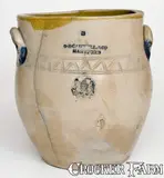 O.S. Cadwell, Very Rare O.S. CADWELL / HARTFORD Stoneware Jar w/ Impressed Eagle and Coggled Designs, circa 1830, Stoneware