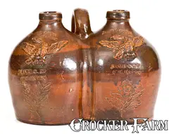 Jacob Cone, Extremely Rare JACOB CONE / NEW HAVEN Stoneware Gemel with Applied Eagles, circa 1850, Stoneware