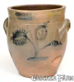 Campbell, Rare CAMPBELL / PENN YAN Stoneware Jar with Floral Decoration, circa 1840, Stoneware