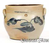 N Clark Jr, N. CLARK JR. / ATHENS, NY Stoneware Jar with Floral Decoration, circa 1840, Stoneware