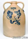 M. Woodruff, Scarce 6 Gal. M. WOODRUFF / CORTLAND, New York Double-Handled Stoneware Jug