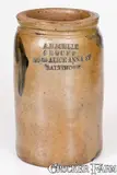 Fells Point Address, Rare 1/2 Gal. Baltimore, MD Stoneware Advertising Jar (Fells Point Address), circa 1875, Stoneware