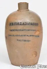 J. M. Colladay & Bro, J. M. COLLADAY & BRO. / BALTIMORE Stoneware Small-Sized Advertising Jug, circa 1870, Stoneware
