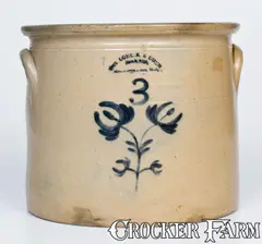 Rare VAN SCHOIK & DUNN / MIDDLETOWN POINT, NJ Stoneware Crock by Van Schoik & Dunn, circa 1855, Stoneware, sold Aug 2021