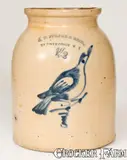 G. W. Fulper & Bros, G. W. FULPER & BROS. / FLEMINGTON, NJ Stoneware Jar with Bird Decoration, circa 1880, Stoneware