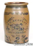 T.F. Reppert, T.F. REPPERT / GREENSBORO, PA Stoneware Jar w/ Stenciled Rose Decoration