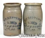 T.F. Reppert, Matched Pair of Half-Gallon T.F. REPPERT / GREENSBORO, PA Stoneware Jars