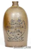 Hamilton & Jones, HAMILTON & JONES / GREENSBORO, PA Stoneware Jar with Stenciled Shield, circa 1875, Stoneware