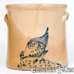 Brady & Ryan, 3 Gal. BRADY & RYAN / ELLENVILLE, NY Stoneware Crock w/ Pecking Chicken Design, circa 1885, Stoneware