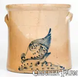 Brady & Ryan, 3 Gal. BRADY & RYAN / ELLENVILLE, NY Stoneware Crock w/ Pecking Chicken Design, circa 1885, Stoneware