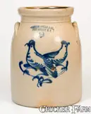 Ottman & Co., HAXSTUN, OTTMAN & CO. / FORT EDWARD, NY Stoneware Jar w/ Double Bird Design, circa 1875, Stoneware