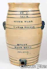Stone Ware Water Filter, Monumental STONE WARE WATER FILTER / MFG. BY HART BROS. / FULTON, NY Cooler, circa 1885, Stoneware