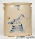 Evan R. Jones, Rare Six-Gallon EVAN R. JONES / PITTSTON, PA Stoneware Bird Crock, circa 1875, Stoneware