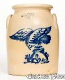 J. & E. Norton, Very Rare J. & E. NORTON / BENNINGTON, VT Stoneware Hawk Jar, circa 1855, Stoneware