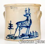 J. & E. Norton, Scarce J. & E. NORTON / BENNINGTON, VT Standing Deer Crock, circa 1855, Stoneware