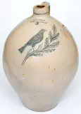 I. Seymour Troy Factory, Fine 3 Gal. I. SEYMOUR / TROY FACTORY Stoneware Jug with Incised Bird Decoration, circa 1830, Stoneware