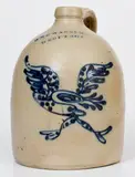 Wm E. Warner, Scarce WM. E. WARNER / WEST TROY Stoneware Slip-Trailed Eagle Jug, circa 1855, Stoneware