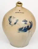 E. S. Fox, 4 Gal. E. S. FOX / ATHENS Stoneware Jug with Floral Decoration, circa 1840, Stoneware