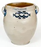 D. Morgan, Extremely Rare and Important D. MORGAN / N. YORK Stoneware Jar, David Morgan, Corlears Hook, circa 1800, circa 1800, Stoneware