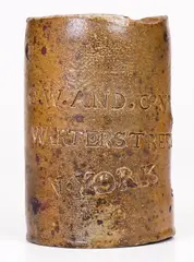 Rare and Important Thomas Commeraw Stoneware Oyster Jar for G. W. AND CO. / N. YORK by G. W. And Co., late 18th or early 19th century, Stoneware, sold Apr 2021