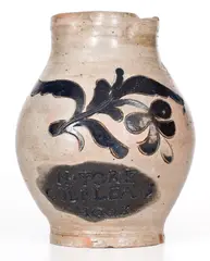 N. York, Extremely Rare and Important N. YORK / COERLEARS HOOK Stoneware Pitcher, Thomas Commeraw, late 18th century, Stoneware