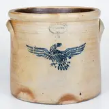 Brown Brothers, Scarce BROWN BROTHERS/ HUNTINGTON / L.I. 2 Gal. Stoneware Crock w/ Stenciled Eagle Decoration