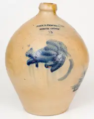 John B. Pewtress, Rare 2 Gal. JOHN B. PEWTRESS / PERTH AMBOY Stoneware Jug, circa 1830, Stoneware