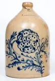 N. A. White & Co., N. A. WHITE & CO. / BINGHAMTON Stoneware Jug w/ Elaborate Slip-Trailed Floral Decoration, circa 1870, Stoneware