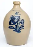 John Burger, 2 Gal. JOHN BURGER / ROCHESTER Stoneware Jug w/ Floral Design, circa 1860, Stoneware