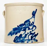 Adam Caire, ADAM CAIRE / PO'KEEPSIE, NY Stoneware Crock with Elaborate Bird on Stump Decoration, circa 1880, Stoneware