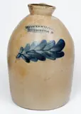 Rare COWDEN & WILCOX / HARRISBURG, PA Stoneware Canning Jug by Cowden & Wilcox, circa 1865, Stoneware, sold Apr 2021