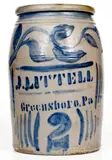 J. Littell, Exceptional J. LITTELL / GREENSBORO, PA Stoneware Jar w/ Profuse Decoration, circa 1865, Stoneware