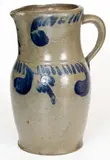 J. Eberly & Bro, Rare J. EBERLY & BRO. / STRASBURG, VA Stoneware Pitcher, circa 1880, Stoneware