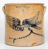 Wm E. Warner, WM E. WARNER. / WEST-TROY Four-Gallon Stoneware Eagle Crock, circa 1855, Stoneware