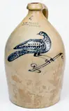 C. W. Braun, Fine 4 Gal. C. W. BRAUN / BUFFALO, NY Stoneware Jug w/ Elaborate Slip-Trailed Bird Decoration