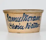 James Moraux, "James Moraux / Choice Butter" Stoneware Bowl by Fulper, Flemington, NJ, circa 1885, Stoneware