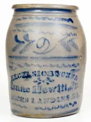 Excelsior Works, EXCELSIOR WORKS / Isaac Hewitt, Jr. / RICES LANDING, PA Stoneware Jar, circa 1875, Stoneware