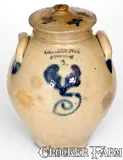 Clark & Fox, CLARK & FOX / ATHENS, NY Stoneware Jar with Decorated Lid, circa 1835, Stoneware